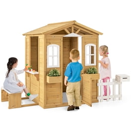LittleTom Maison De Jeu Jardin – Cabane Enfants Avec Table Et 2 Bancs, Marron/Beige, Intérieur/Extérieur