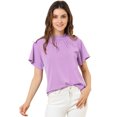 thumbnail image 1 of INSPIRE CHIC Blouse Décontractée pour Femme à Col Volanté, Manches Courtes, Dos Goutte, Violet Pâle, TP, 1 of 6