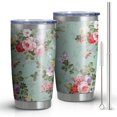 thumbnail image 1 of Gobelet 20oz avec Couvercle et Paille en Acier Inoxydable Rose Fleurs Roses Gobelet Isolé sous Vide pour Eau Café, Double Paroi Gobelet de Voyage Réutilisable pour Boissons Chaudes, 1 of 6