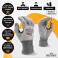 thumbnail image 2 of LINCONSON 3 Pack Level 5 Cut Resistant Safety Performance Series Construction Mechanic PU Work Gloves Thumb Double Reinforced (Large,Grey), 2 of 3