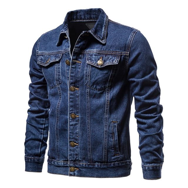 Veste en Denim Homme Mode Masculine Veste Décontractée Veste en Denim d'Extérieur à Simple Boutonnage Veste de Travail. une Vue Orientée vers l'Avant d'Une Veste en Denim d'Épaisseur Moyenne de Couleur Bleu Foncé Uni. Comprend une Fermeture à Boutons, des Manches Longues et Deux Poches Poitrine avec Rabats à Boutons. Conçue pour un Usage Extérieur et Décontracté, Cette Veste Convient à des Activités comme la Randonnée, la Pêche et le camping. Fabriquée à 90 % de Coton, Elle Offre une Coupe Classique et un style Polyvalent pour les Saisons d'Automne et d'Hiver.