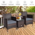 thumbnail image 4 of Costway Ensemble de Mobilier d'Extérieur 3 Pcs en Rotin PE Osier Chaises Table Basse Jardin Gris, 4 of 10