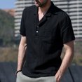 thumbnail image 5 of Fridja Chemise Habillée pour Homme d'Été, Couleur Unie, Col Rabattu, Manches Courtes, Imprimée Performance, Boutonnée, Chemise Décontractée de Jeu de Quilles pour Tennis et Basketball (Noir, 3TG), 5 of 5