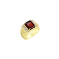 thumbnail image 3 of RYLOS Men's Rings Yellow Gold Plated Silver Designer Style 10X8MM Emerald Cut Shape Gemstone &  Diamonds Garnet January Birthstone Rings For Men Size 11, 3 of 4