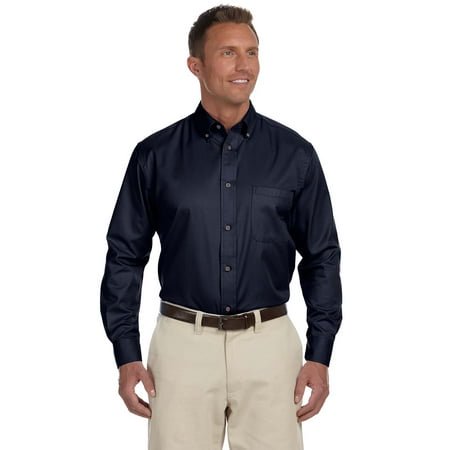 Harriton Chemise en Sergé à Manches Longues pour Hommes Grands Easy BlendTM avec Libération de Taches