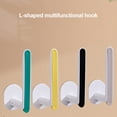 thumbnail image 4 of Storage Hanger L Shape Plastic Wall Mounted Towel Holder Self-adhesive Waterproof Paper Roll Organizer, Yellow, 4 of 9