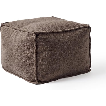 Aykah Pouf Teddy, Tissu Inspiré du Bouclé, Design Cube Moderne, Pouf Repose-Pieds Tabouret, Pouf de Sol Duveteux pour Salon, Chambre