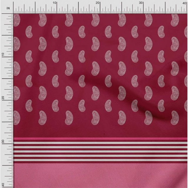 Soimoi Poly Georgette Fabric Check,Stripe & Paisley Panel Fabric Prints by Yard 52 Inch Wide