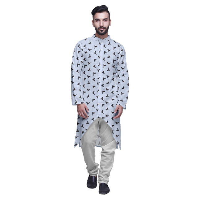 Atasi Long Sleeve Kurta Printed Button Down Asymmetric Designer Kurta For Boys
