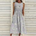 thumbnail image 1 of SMihono Robe Bohème d'Été pour Femmes Grande Taille Mode Robe Sans Manches à Col en V Décontractée à Imprimé avec Poches pour Femmes Printemps Été, 1 of 6