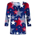 thumbnail image 4 of CEHVOM T-shirt Imprimé Mode Femme Jour de l'Indépendance Manches 3/4 Blouse Col Rond Tops Décontractés Liquidation, 4 of 5