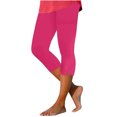 thumbnail image 1 of Penkiiy Pantalon Capri à Enfiler Extensible Taille Haute pour Femme, Rose Vif, m, 1 of 6