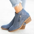 thumbnail image 2 of jsaierl Women's Casual Booties Fall Fashion Solid Color Short Boots Mid Heel Pointed Side Zip Ankle Boot, 2 of 4