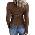 thumbnail image 3 of Women Long Sleeve Scoop Neck Ribbed Shirt - Fitted Knit Basic T-Shirts with Lightweight Breathable Fabric, 3 of 6