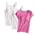 thumbnail image 1 of Diufon Lot de 3 Hauts pour Femmes Sans Manches & Manches Courtes Blouse Décontractée d'Entraînement d'Été Basique Col Rond, 1 of 2