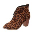 thumbnail image 2 of EGNMCR Bottines pour Femmes Femmes Dames Chaussures Mode Cheville Unies Léopard Fermeture Éclair Bottillon Bottines Courtes, 2 of 7