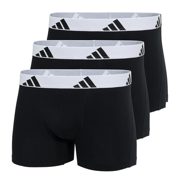 adidas men boxer shorts, 3-pack - trunks, Active Flex Cotton, logo, solid colour Black/White M (Medium)