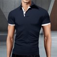 thumbnail image 3 of BOBOGOJP Polo pour Homme Séchage Rapide Performance Manches Courtes Imprimé Évacuation de l'Humidité Polo (Marine,6TG), 3 of 4