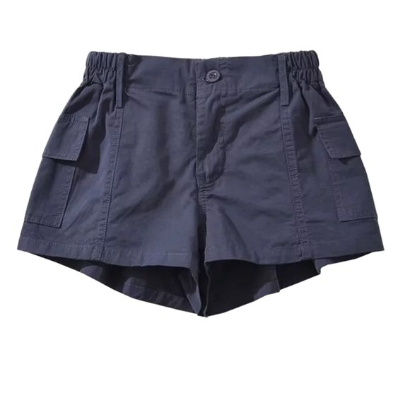 Women's Shorts Clearance Sale! Women's Summer Semi Elastic Waist Casual Shorts Pocket Overalls Fashion Retro Loose Trend Wide Leg Shorts Solid Color