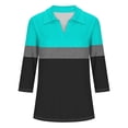 thumbnail image 5 of Hot6sl Économies d'Été Liquidation Blouse & Chemise à Manches Courtes Col Rabattu, T-Shirt Assorti pour Femmes Col en V Col Rabattu Manches 3/4, Haut en polyester pour Femmes Bleu Ciel, L, 5 of 5