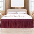 thumbnail image 2 of PiccoCasa Polyester Brushed Bed Skirt with Elastic Dust Ruffles 16" Drop, Queen Burgundy, 2 of 9