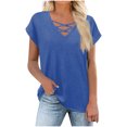thumbnail image 2 of Liquidation! Hauts Grande Taille pour Femmes, Blouse à Manches Courtes d'Été pour Femmes, Haut Décontracté Ample Sans Manches à Col Rond, 2 of 5