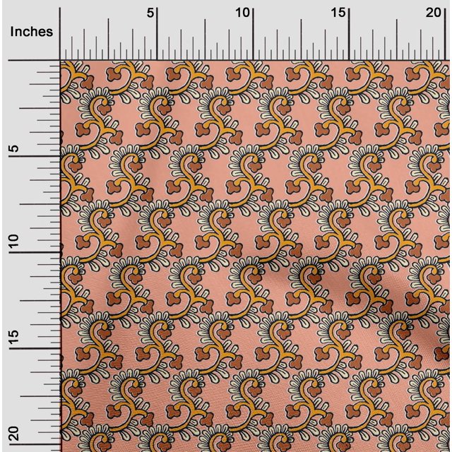 oneOone Viscose Jersey Fabric Spiral & Floral Block Printed Craft Fabric BTY 60 Inch Wide