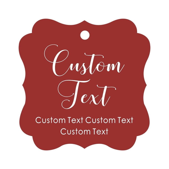 Darling Souvenir Personalized Paper Hang Tags Custom Text Wedding Party Gift Favor Tags -Maroon-50 Tags