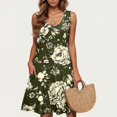thumbnail image 5 of Ovzne Robes Grande Taille pour Femmes aux Formes Robe de Plage Robe Décontractée pour Femme Dégradé Sans Manches Col Ras du Cou Robe à Imprimé Robe de Vacances Imprimée Liquidation, 5 of 5