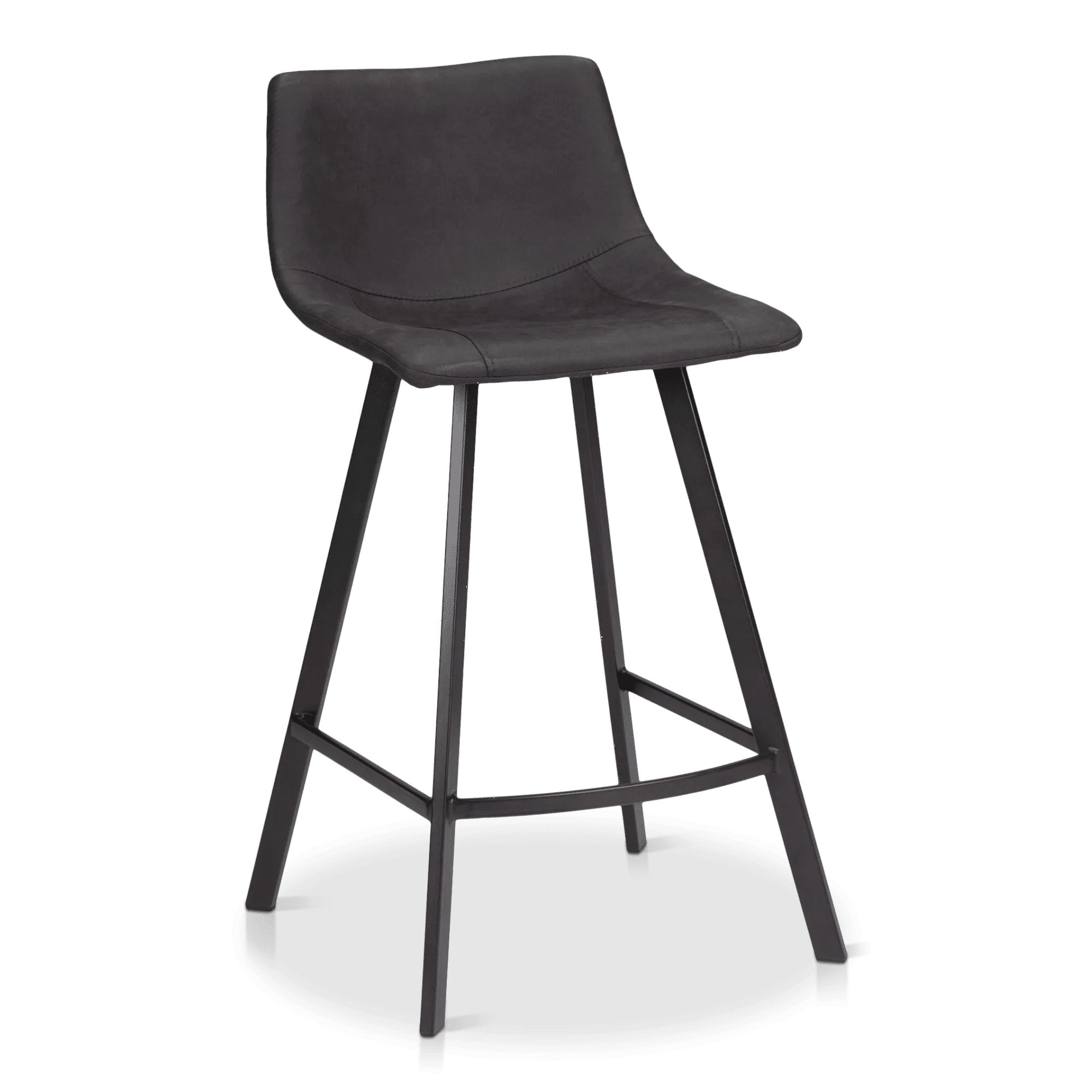 Bouclair Black Textured Faux Leather and Metal Bar Stool