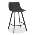 thumbnail image 1 of Bouclair Tabouret de Bar en Similicuir Texturé Noir et Métal, 1 of 7