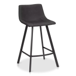 Bouclair Tabouret de bar en cuir et métal Texturé noir
