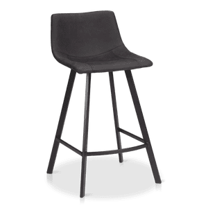 Bouclair Tabouret de bar en cuir et métal Texturé noir
