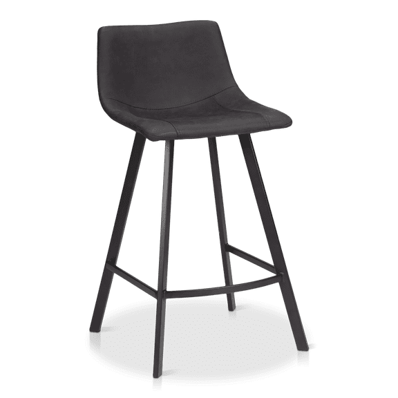 Bouclair Tabouret de Bar en Similicuir Texturé Noir et Métal