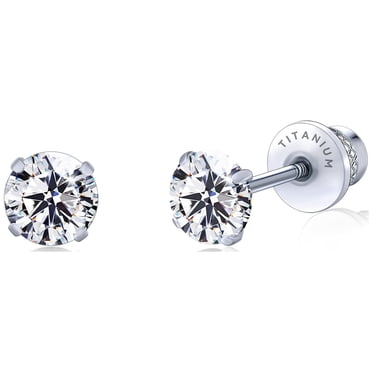 Limerencia Boucles d'Oreilles Rotatives en Zircon 5 mm, Boucles d'Oreilles en Titanium à Faible Allergie (Blanc) Convenant aux Hommes et aux Femmes, aux Aînés et aux Enfants