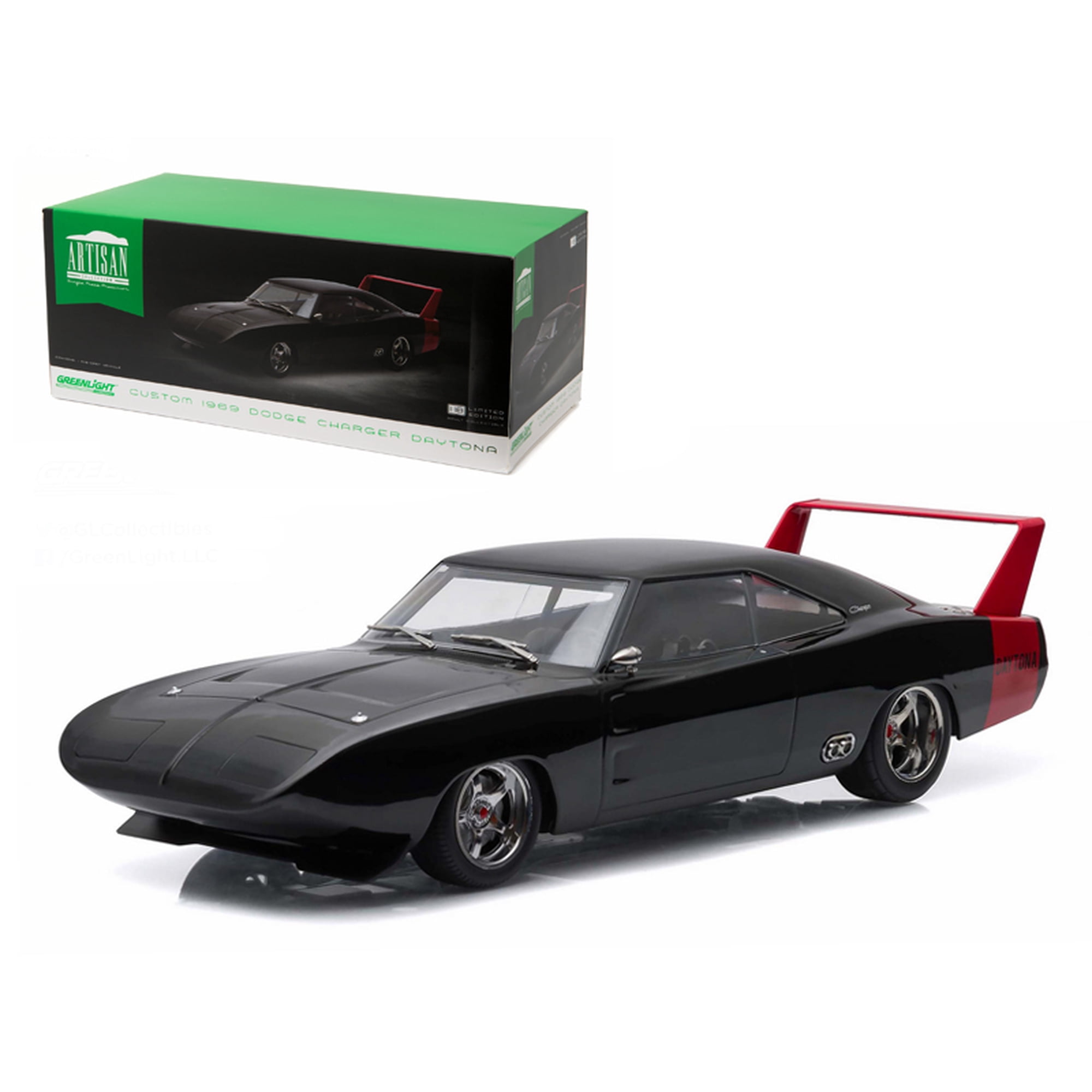 Greenlight 1969 Dodge Charger Daytona Custom Black with Red Rear