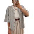 thumbnail image 1 of FOCUSNORM Cardigan Tricoté pour Femmes Automne Manches Mi-Longues Col Rond Couleur Unie Boutonné Tricoté, 1 of 9