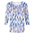 thumbnail image 5 of Soki T-Shirts de Mode pour Femmes, Col Rond Décontracté, Manches 3/4, T-Shirt Ample, Chemisiers et Chemises pour Dames, 5 of 5
