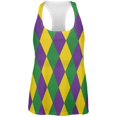 thumbnail image 1 of Mardi Gras Jester Costume All Over Womens Racerback Tank Top, 1 of 1