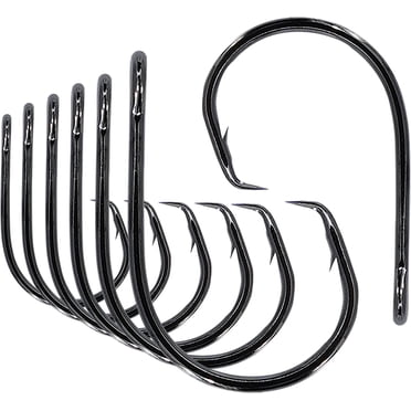 BLUEWING Hameçon Circulaire en Ligne à Grand Espace Hameçons de Pêche en Acier à Haute Teneur en Carbone à Grand Espace Hameçons de Pêche Extra Tranchants pour Pêche en Eau Douce et en Eau Salée, Taille 8/0, 25 Pcs