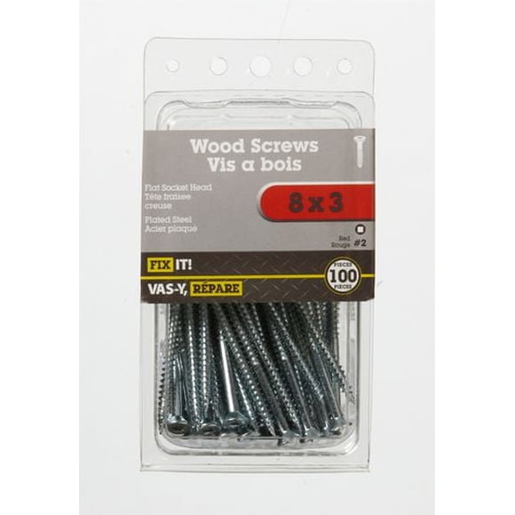 8x3" Flat Head Wood Screw 100 Pieces
