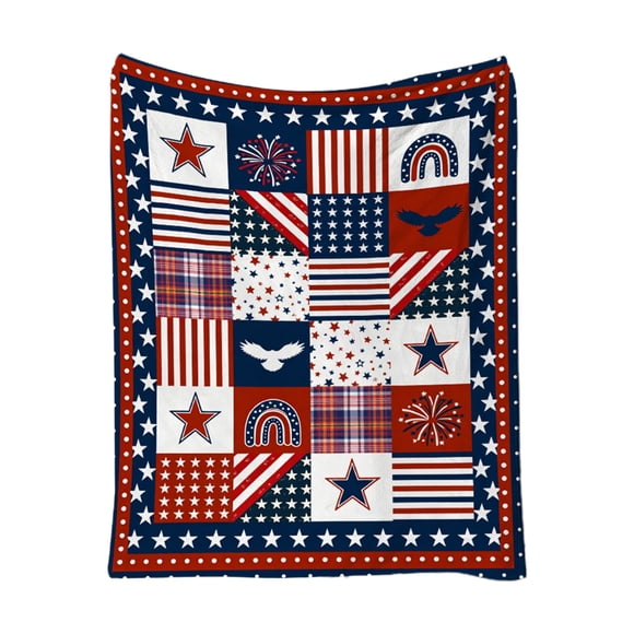 Fareti Couvertures Patriotiques Drapeau Étoile Fête de l'Indépendance 4 Juillet Cadeaux de Couverture, Jeté en Flanelle Ultraléger Doux et Léger pour Maison Sofa Lit Chaise