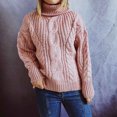 thumbnail image 4 of IROINID Pull à Col Roulé pour Femmes Couleur Unie Ample Mi-Longueur Manches Longues Blouse Pull Tricoté, 4 of 5