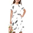 thumbnail image 1 of Soldes de Liquidation Aujourd'hui Offres Iumwxz Robe Décontractée Trapèze Robe Tunique pour Adolescentes Robes Col Rond Mignonne à Motif Robe à Manches Courtes pour Filles Robes Ravissantes pour Fête 4-14a, 1 of 7