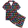 thumbnail image 1 of MIASHUI Girls Pajamas Set Flower Pattern Button-Down Sleepwear 2 Piece Nightwear,Black,10-11 Years, 1 of 4
