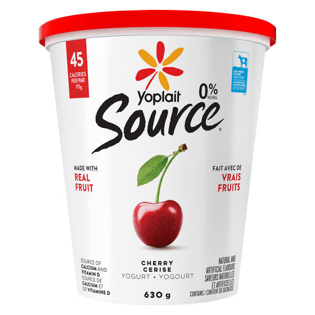 Yoplait Source 0% Smooth Traditional Yogurt, Cherry, No Added Sugar, 630g