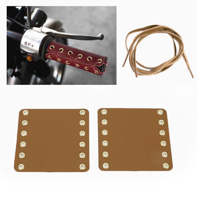 Yctze 2PCS Poignée de Guidon en Cuir de Moto Couvre les Accessoires de Modification de Moto