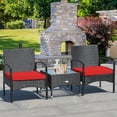thumbnail image 2 of Costway Ensemble de Mobilier de Terrasse en Rotin Osier 3 Pcs Table Basse et 2 Chaises en Rotin avec Coussin, 2 of 8