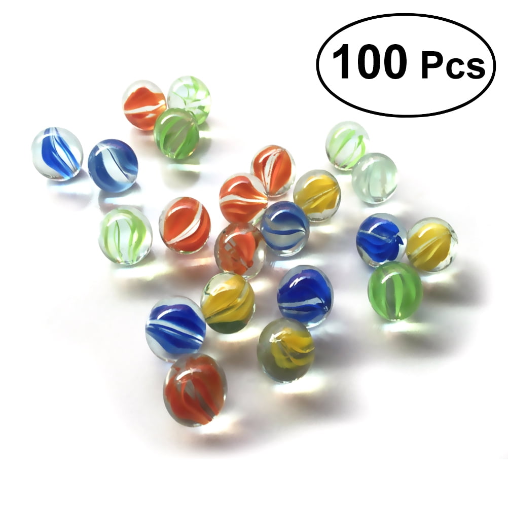EeaseCA Ensemble de 100 Perles en Verre 16 mm Yeux de Chat & Billes Perles en Verre à Motifs Colorés Balles pour Enfants