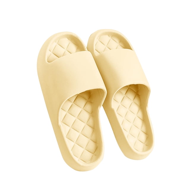 Mens and Womens Home Slippers Simplicity Solid Color Quick Drying Soft Sole Comfortable Non-Slip Indoor and Outdoor EVA Slippers Yellow-03